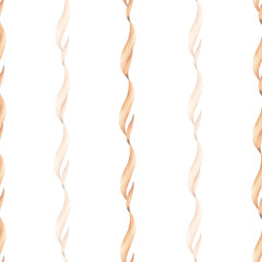 Abstract algae lines composition seamless pattern. Watercolor seaweed illustration isolated from background. Cute beige design, sea theme wallpaper, packaging, scrapbooking, stationery