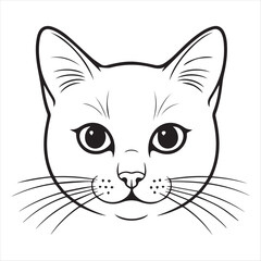 Elegant Cat Head Outline Illustration for Coloring Pages and Design Projects
