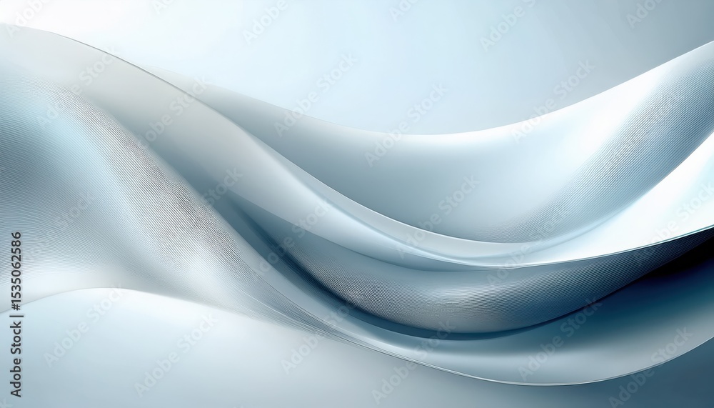 Poster smooth abstract wave of icy blue and white gradient curves with fine textured lines in futuristic mo