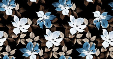 Painting flowers pattern. Seamless floral pattern design © akın demirci
