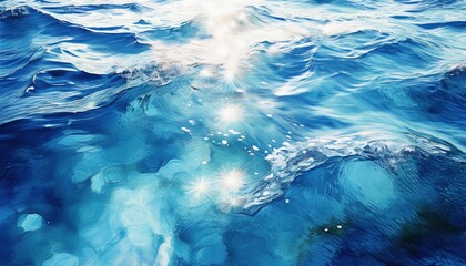  serene abstract ocean surface with shimmering sunlight reflections and fluid blue wave textures ideal for website background, branding element, or print design