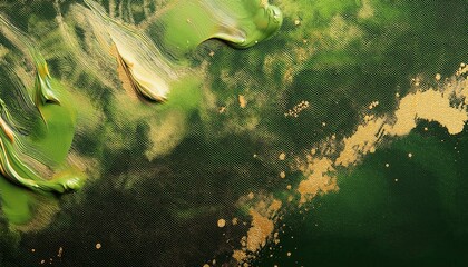 shimmering emerald abstract texture with golden brushstroke highlights and dotted light patterns for luxury branding, web design, or elegant print background

