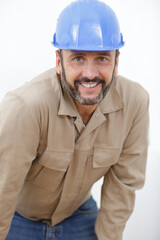 builder man looking at camera