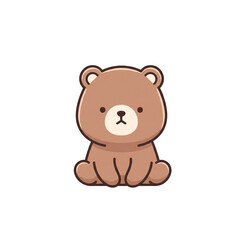 Cute Bear Vector Illustration in Flat Design Style