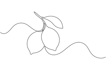 Continuous line drawing of seven lemons on white background