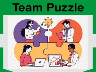 Business Team Puzzle Collaboration Animated Concept