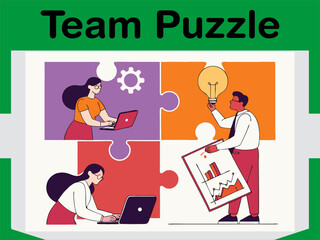 Business Team Puzzle Collaboration Animated Concept