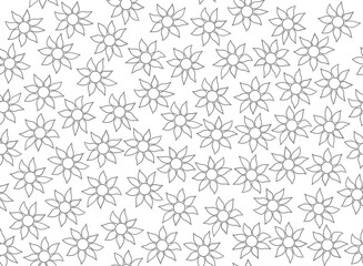 seamless floral pattern, black and white vector seamless wallpaper with polka dots sunflowers isolated on white background with copy space for text