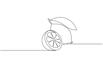 Ten lemons continuous line drawing white background