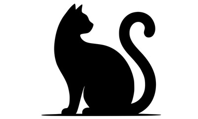 black and white cat silhouette, black cat silhouette