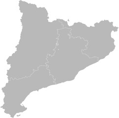 Catalonia, Spain – administrative vector map with province boundaries (Web Mercator projection, PPT-compatible & fully editable)