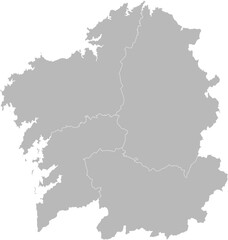 Galicia, Spain – administrative vector map with province boundaries (Web Mercator projection, PPT-compatible & fully editable)