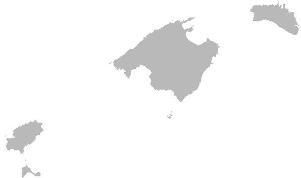 Balearic Islands, Spain – administrative vector map with province boundaries (Web Mercator projection, PPT-compatible & fully editable)
