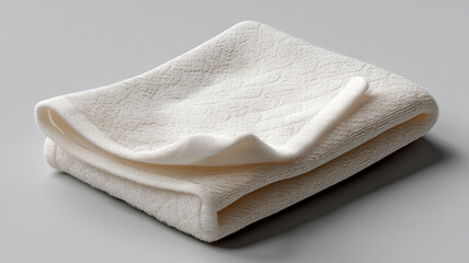 Soft Hand Towel Mockup Neatly Folded on Clean White Background &ndash; Minimalist Textile and Bathroom Decor Display