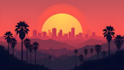 sunset in the city, Los Angeles Sunset Skyline