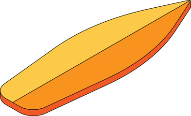 주황색과 노란색으로 된 긴 형태의 서핑보드 또는 패들보드 일러스트
