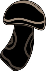 검은색과 갈색의 추상적인 무늬가 있는 버섯 일러스트
