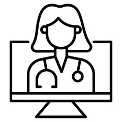online medical consultation icon Outline isolated logo mark