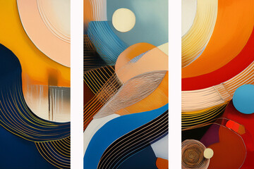 Abstract art design collage displays abstract art painting of rough colorful multicolored art painting texture, with oil brushstroke, pallet knife paint on canvas.