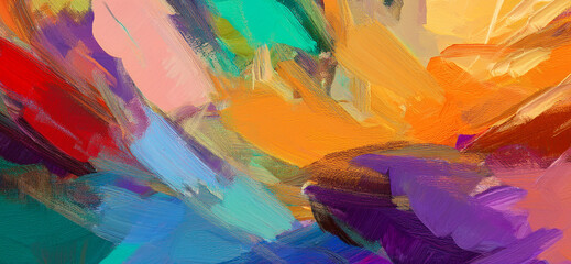 Abstract art painting of rough colorful multicolored art painting texture, with oil brushstroke, pallet knife paint on canvas background design.