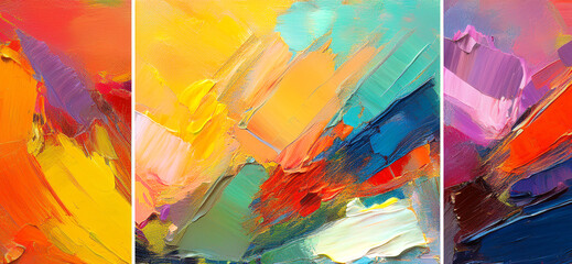 Abstract art painting of rough colorful multicolored art painting texture, with oil brushstroke, pallet knife paint on canvas background design.