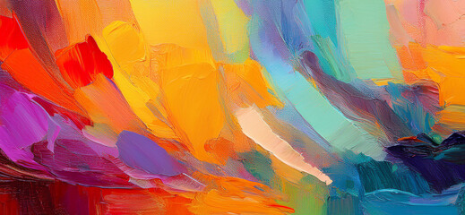 Abstract art painting of rough colorful multicolored art painting texture, with oil brushstroke, pallet knife paint on canvas background design.