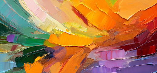 Abstract art painting of rough colorful multicolored art painting texture, with oil brushstroke, pallet knife paint on canvas background design.