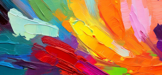 Abstract art painting of rough colorful multicolored art painting texture, with oil brushstroke, pallet knife paint on canvas background design.