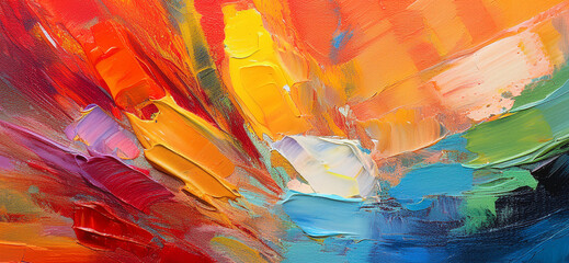 Abstract art painting of rough colorful multicolored art painting texture, with oil brushstroke, pallet knife paint on canvas background design.