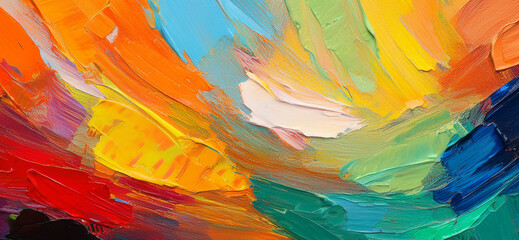 Abstract art painting of rough colorful multicolored art painting texture, with oil brushstroke, pallet knife paint on canvas background design.