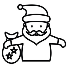 Santa Claus icon Outline isolated logo mark