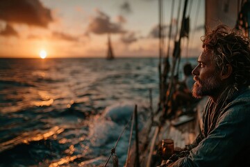 Sailor Sunset Ocean Voyage.