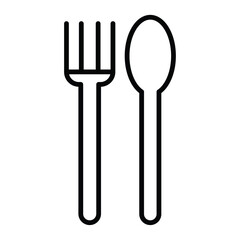 spoon and fork icon Outline isolated logo mark
