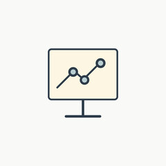 Data chart on screen icon for business analysis, performance tracking, digital marketing dashboard, web analytics, and productivity management software