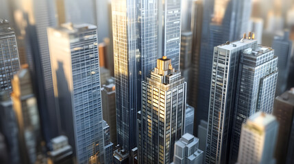Fototapeta premium Urban Skyline with Tall Skyscrapers and Modern Architecture
