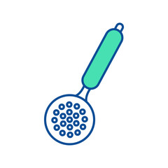Skimmer. Kitchenware icon. Line vector kitchen utensil and tool. Cutlery illustration