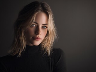 Fototapeta premium Woman portrait in soft light looking forward