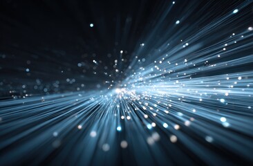 Abstract Fiber Optics Illuminate with Dazzling Rays, Convergence of Light Beams Creates Captivating Visual, Radiant Energy Flows, Sparkles