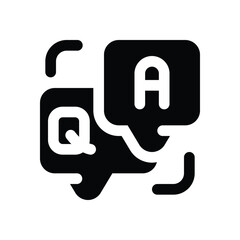 q and a glyph icon. Strong and solid vector icon for websites, mobile interfaces, presentations, and visual branding. High quality and easy to edit.