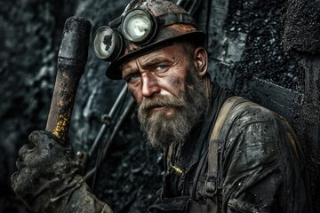 Obraz premium Miner extracts coal, which is supplied by miners