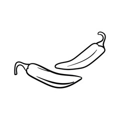 Chili pepper  line art illustration for coloring book