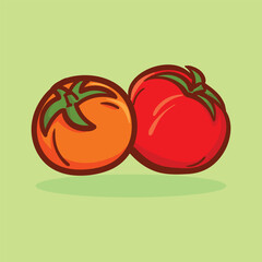 Colorful tomato vegetable flat illustration for book cover, poster banner sticker