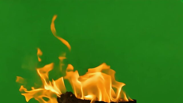 Flames roar smoke billows seamless video K alpha loop isolated green effortless keying making intense fire effect ideal visual effects shots game trailers dramatic overlays
