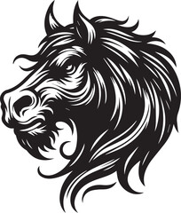Aggressive Horse Head Illustration Vector Art of a Powerful Stallion