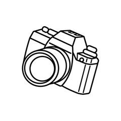 Camera Cartoon Vector Line Art Illustration Concept 