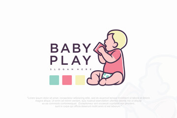 Child Care Logo symbol with baby vector illustration