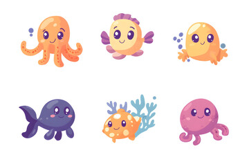 Cartoon sea creature collection