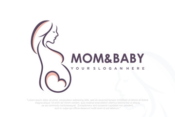 pregnant woman icon or logo , letter B , vector illustration