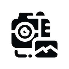 photography glyph icon. Strong and solid vector icon for websites, mobile interfaces, presentations, and visual branding. High quality and easy to edit.