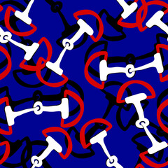 Abstract Hand Drawing Horse Bit Chains Seamless Vintage Vector Pattern Isolated Background